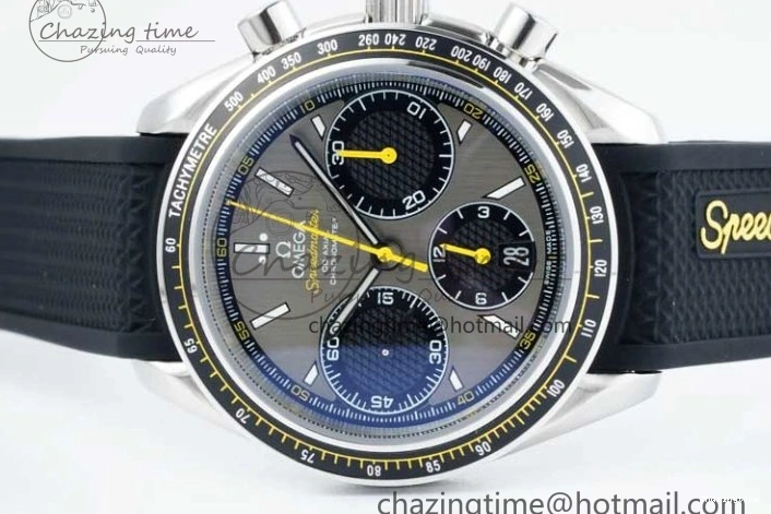 0314 ZipUp Speedmaster Racing Master SS HKF Best Edition Gray Black Dial on Black Rubber Strap A 7811